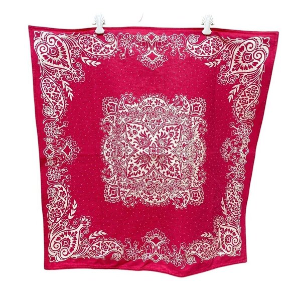 TOMMY HILFIGER Pink Euro Sham Bandana Print Boho Cotton Canvas Zip Cover Dorm - Picture 2 of 6